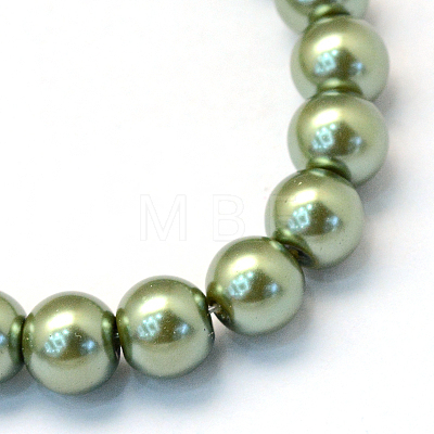 Baking Painted Pearlized Glass Pearl Round Bead Strands X-HY-Q330-8mm-49-1