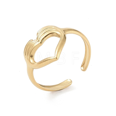 12Pcs Ion Plating(IP) 304 Stainless Steel Heart Open Cuff Rings for Women RJEW-G312-08G-1