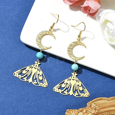 Synthetic Green Turquoise Dangle Earrings EJEW-TA00379-1