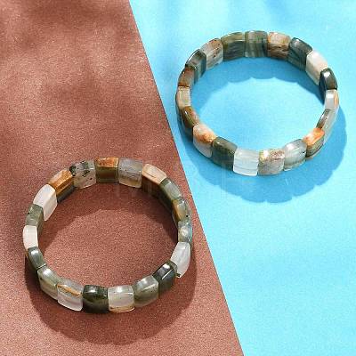 Natural Rutilated Quartz Gemstone Beaded Stretch Bracelets for Women Men BJEW-M049-18B-1