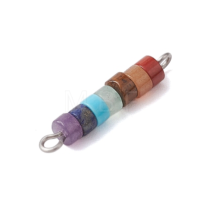 7 Chakra Mixed Gemstone Disc Beaded Connector Charms PALLOY-JF02744-01-1