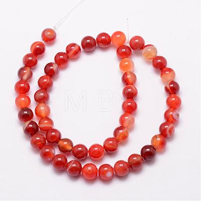 Natural Striped Agate/Banded Agate Bead Strands G-K166-13-10mm-08-1