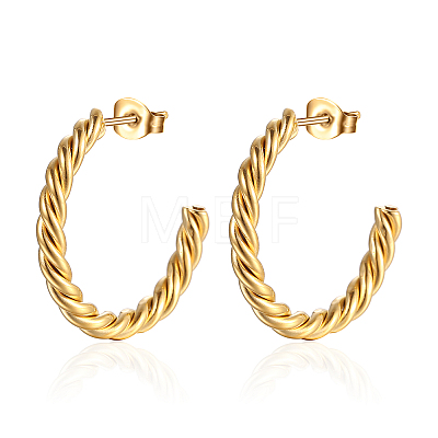 Elegant French Style Stainless Steel Twisted Hoop Earrings for Women. YD3923-1-1