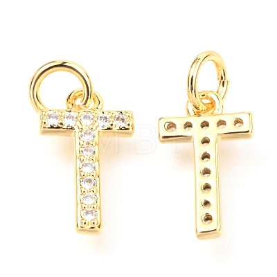 Brass Micro Pave Cubic Zirconia Charms ZIRC-O037-10G-1