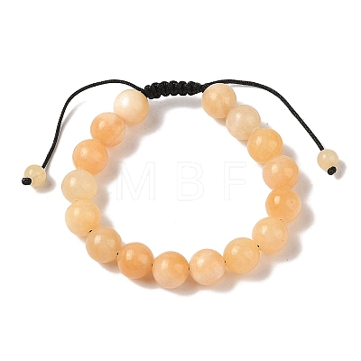 10mm Round Natural Yellow Jade Braided Bead Bracelets BJEW-C067-01C-12-1