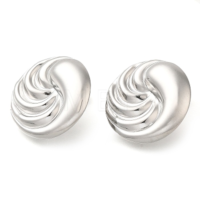 304 Stainless Steel Flat Round Stud Earrings EJEW-I312-08P-1