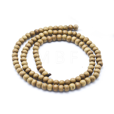 Natural Camphor Wood Beads Strands WOOD-P011-10-10mm-1