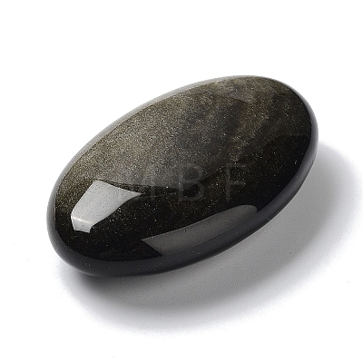 Natural Silver Obsidian Healing Oval Figurines DJEW-F024-02-1