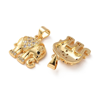Brass Micro Pave Black Cubic Zirconia Charms CU-H002-06A-G-1
