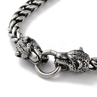 304 Stainless Steel Wheat Chain Leopard Magnetic Bracelets for Men BJEW-C072-02AS-1