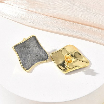 Brass Enamel Stud Earrings for Women KK-CBA760A-07G-02-1