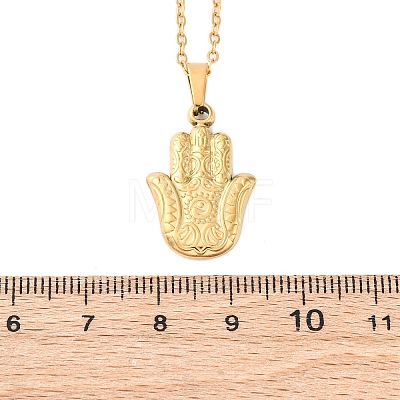 Hamsa Hand 304 Stainless Steel Pendant Necklaces NJEW-H059-01G-1