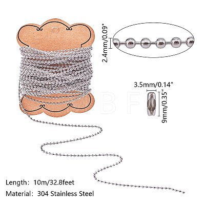 Unicraftale 304 Stainless Steel Soldered Ball Chains & Chain Connectors CHS-UN0001-08C-1