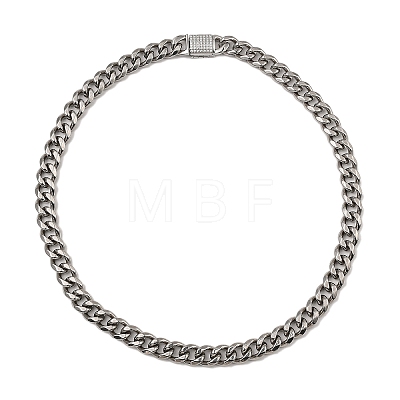 304 Stainless Steel Cuban Link Chain Necklaces NJEW-D050-01E-P-1