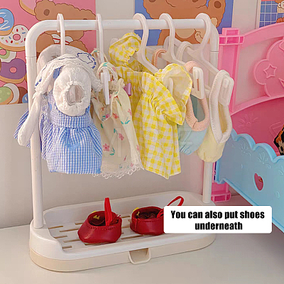 Plastic Doll Clothes Drying Laundry Rack Set DIY-WH0304-527A-1