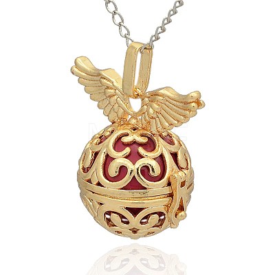 Golden Tone Brass Hollow Round Cage Pendants KK-J234-09G-1