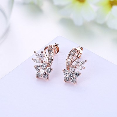 Trendy Brass Cubic Zirconia Ear Stud EJEW-BB29752-B-1