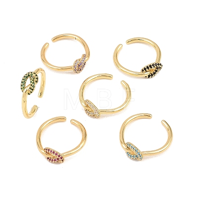 Brass Micro Pave Cubic Zirconia Finger Rings RJEW-C153-01G-1