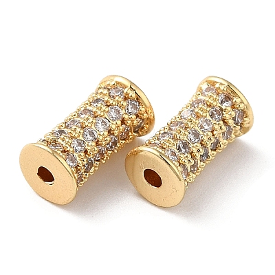 Brass Micro Pave Cubic Zirconia Beads KK-P239-24G-1