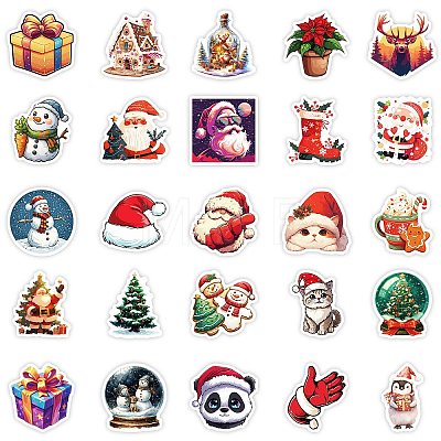 50Pcs Christmas Theme Animal Paper Stickers DIY-P085-03-1