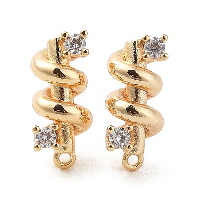 Brass with Clear Cubic Zirconia Stud Earring Findings KK-G491-54G-1