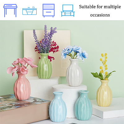  6Pcs 6 Colors Mini Ceramic Floral Vases for Home Decor BOTT-NB0001-04-1