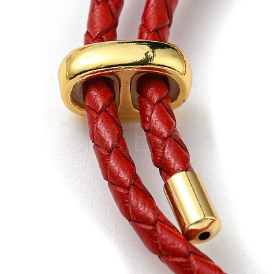 Brass Column Bar Link Bracelet with Leather Cords BJEW-G675-05G-01-1