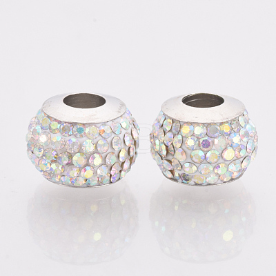 Polymer Clay Rhinestones European Beads FPDL-T001-01A-1