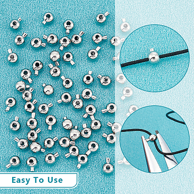 60Pcs Brass Crimp Beads FIND-UN0004-34B-1