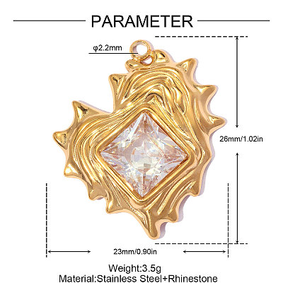 304 Stainless Steel with Crystal Rhinestone Pendants RB-OY001-43G-1