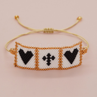 Religious Glass Seed Beads Link Bracelets XZ2027-2-1