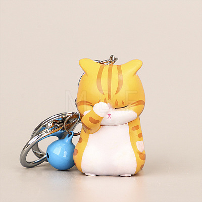 Cute Face Covering Cat Resin Pendant Keychain ANIM-PW0001-021B-1