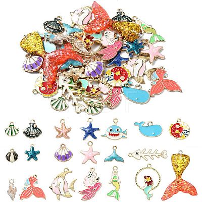 40Pcs 20 Styles Ocean Theme DIY Pendants Kits ENAM-YW0004-04-1