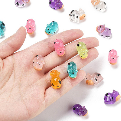 20Pcs Translucent Resin Cute Cow Ornament RESI-FS0002-11-1