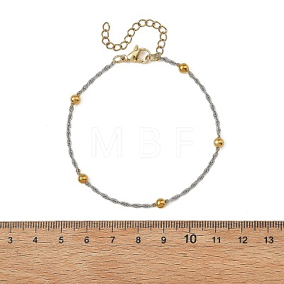 Duo Tone 304 Stainless Steel Round Ball Rope Chain Bracelets BJEW-JB14366-1