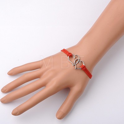 Alloy Double Heart Link Bracelets for Valentine's Day BJEW-JB01530-03-1