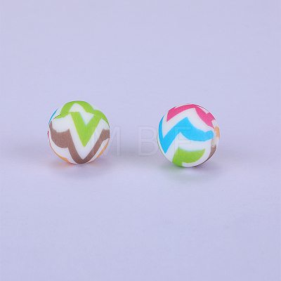 Printed Round Silicone Focal Beads SI-JX0056A-59-1