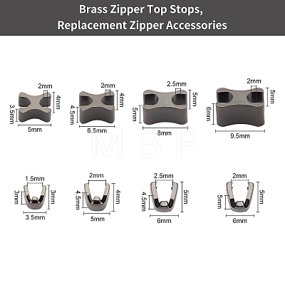 BENECREAT Brass Zipper Top Stops FIND-BC0001-56-1
