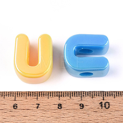 UV Plating Opaque Acrylic European Beads OACR-M027-03U-1