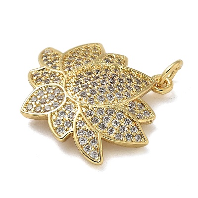 Rack Plating Brass Micro Pave Cubic Zirconia Pendants KK-K392-56G-1