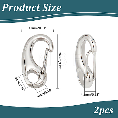 304 Stainless Steel Key Ring Connection Clasps Belt Clip for Keys 26x12.5x6mm STAS-PH0002-24P-1