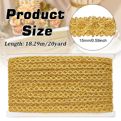 Polyester Braided Metallic Lace Trim SRIB-WH0011-180B-01-1