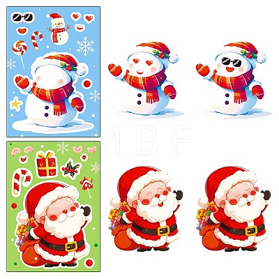 6Pcs Christmas Theme Cartoon Paper Stickers DIY-P085-14B-1