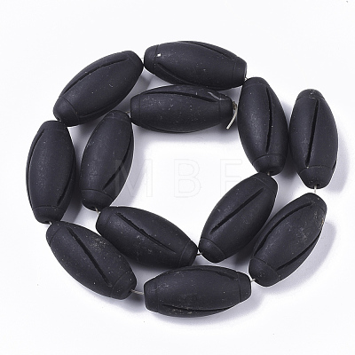 Natural Black Stone Beads Strands G-S364-022B-1