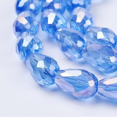 Electroplate Glass Beads Strands X-EGLA-D015-15x10mm-10-1