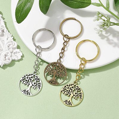 3Pcs 3 Colors Tibetan Style Alloy Keychains KEYC-JKC00693-1