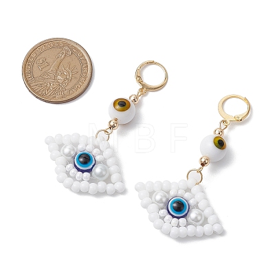 Glass Seed Bead Evil Eye Hoop Earrings EJEW-MZ00272-01-1