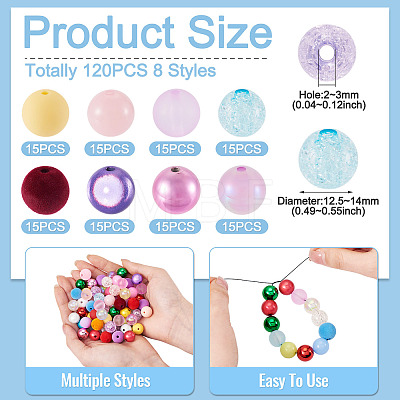 120Pcs 8 Styles Acrylic Beads MACR-TA0002-95-1