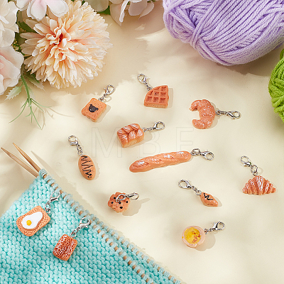 12Pcs Resin Pendant Locking Stitch Markers HJEW-BC00083-1