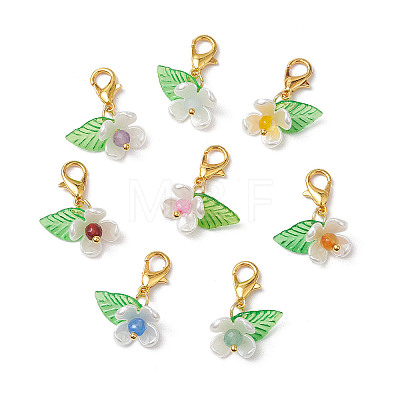 Flower ABS Plastic Imitation Pearl & Acrylic Pendant Decorations HJEW-JM02988-01-1